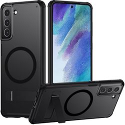 TIANNIUKE Magnetic Case for Samsung Galaxy S21 FE 5G,Compatible with MagSafe,Adjustable Kickstand,Translucent Matte Anti-Fingerprint,Shockproof Protec