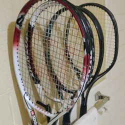 4 Tennis Rackets and Cases; Dunlop, Wilson