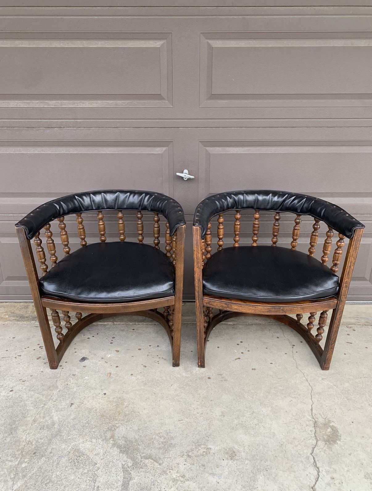 Pair of Barrel Spindle Club Chair