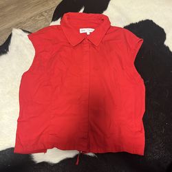 Red Sleeveless Button Up - Zara