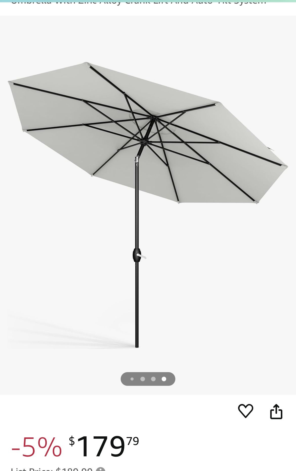 9 Feet white Umbrella  Patio Garden  Back Yard 