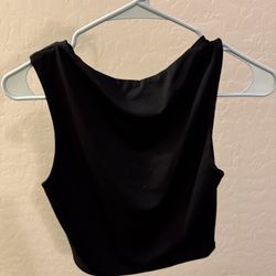 black open back crop top