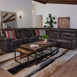 Bennett 6pc Leather Reclining Power Sectional Furniture