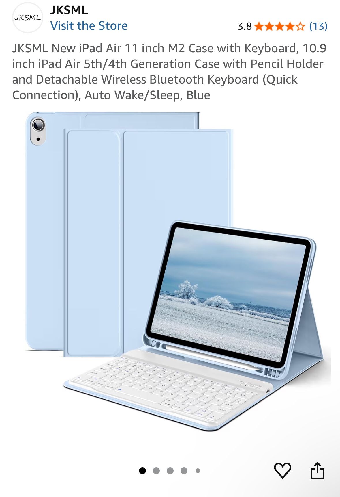 Light Blue iPad Air 11 inch M2 Case with Keyboard