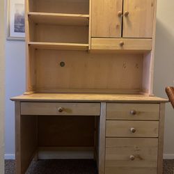 Wood Computer Table With Hutch