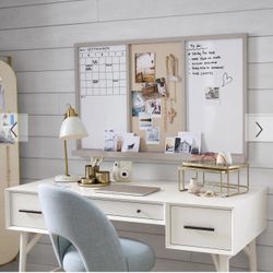 West Elm Mid-Century Desk White Writing Desk / Home Office Desk with 3 Drawers