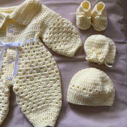 Mameluco Tejido A Crochet De Bebé Talla 0/2