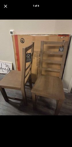 Round Table with 2 Wooden Chairs