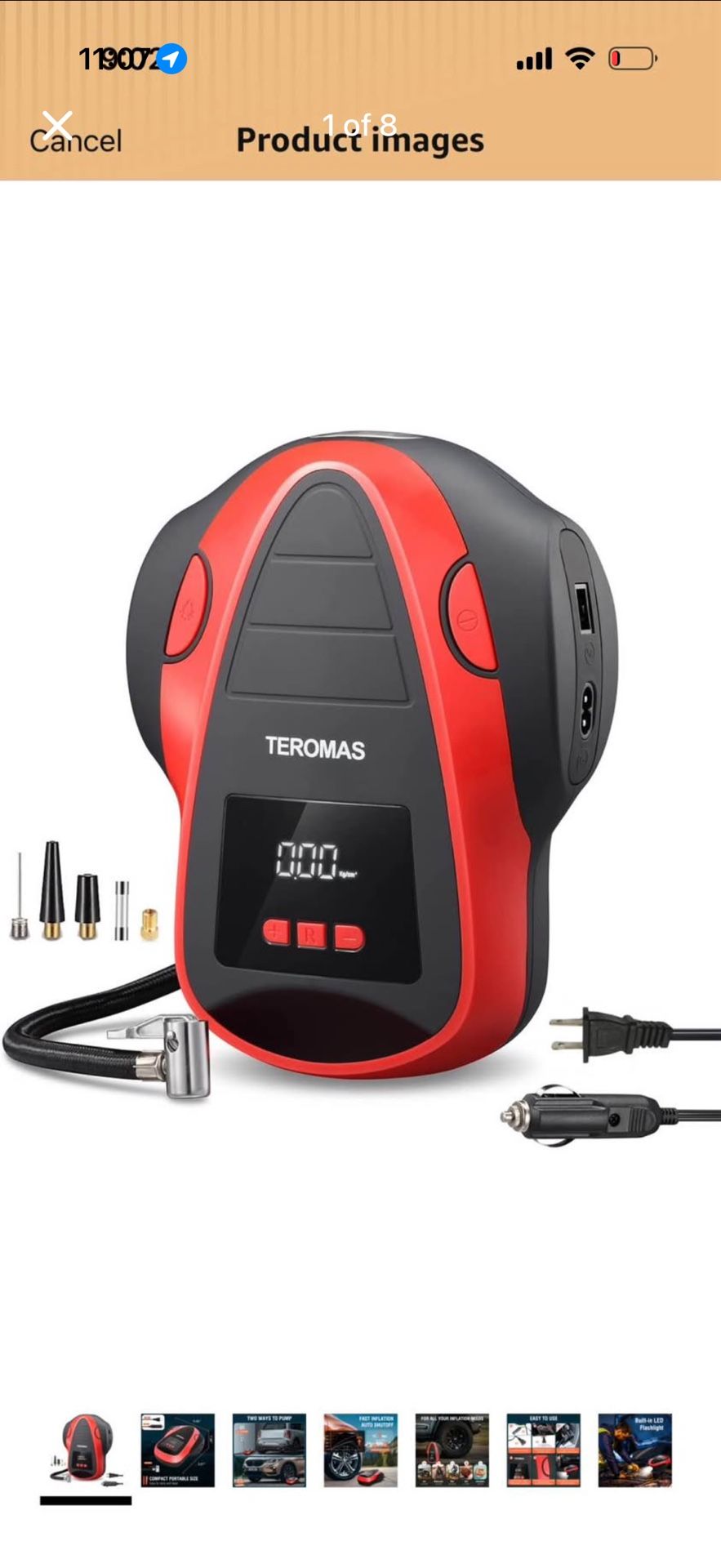 Tire Inflator Portable Air Compressor, Air Pump DC/AC for Car Tires 12V DC and Other Inflatables at