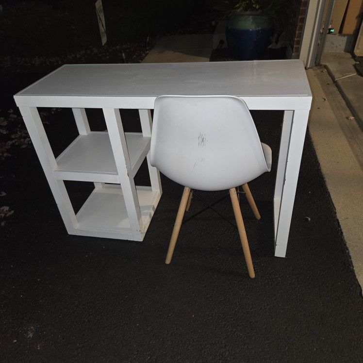 White desk 42" long x 16" deep w/ chair $15