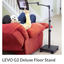 Levo  LEVO - G2 Deluxe Floor Stand for Select Apple® iPad® Models and Most Tablets and E-Readers - Gunmetal/Black