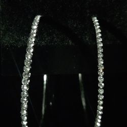 Skinny Rhinestone Diamond Hoop Earrings