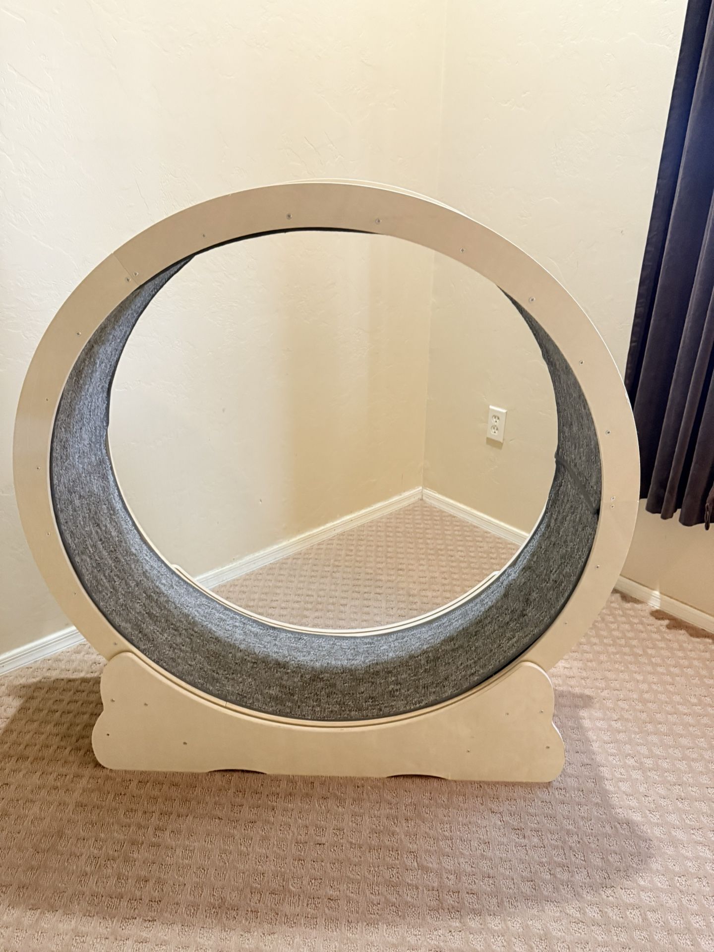 Homegroove Cat Exercise Wheel for Indoor Cats, 46" Large XL Cat Running Treadmill Wheel with Carpeted Runway for Kitty’s Longer Life, Natural Wood Col