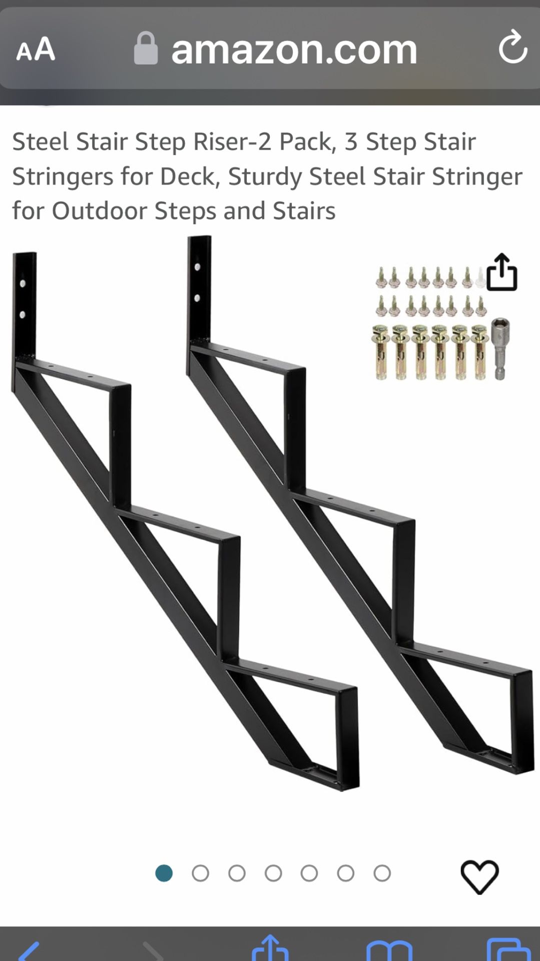 Toriexon Steel Stair Step Riser-2 Pack, 3 Step Stair Stringers for Deck, Sturdy Steel Stair Stringer for Outdoor Steps and Stairs