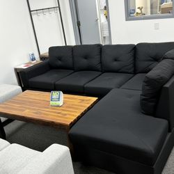 💥 Brand New Black/Grey Fabric L Shape Sectional Sofa • Pay After Delivery 🚚