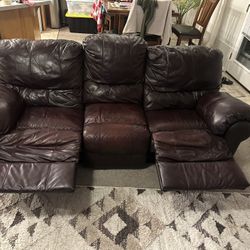 Moving sale Leather Recliner Couches set 