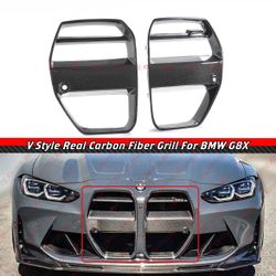 21-26 BMW M3 G80 M4 G82  REAL CARBON FIBER V STYLE GRILL