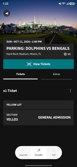 Miami Dolphins vs Bengals yellow parking