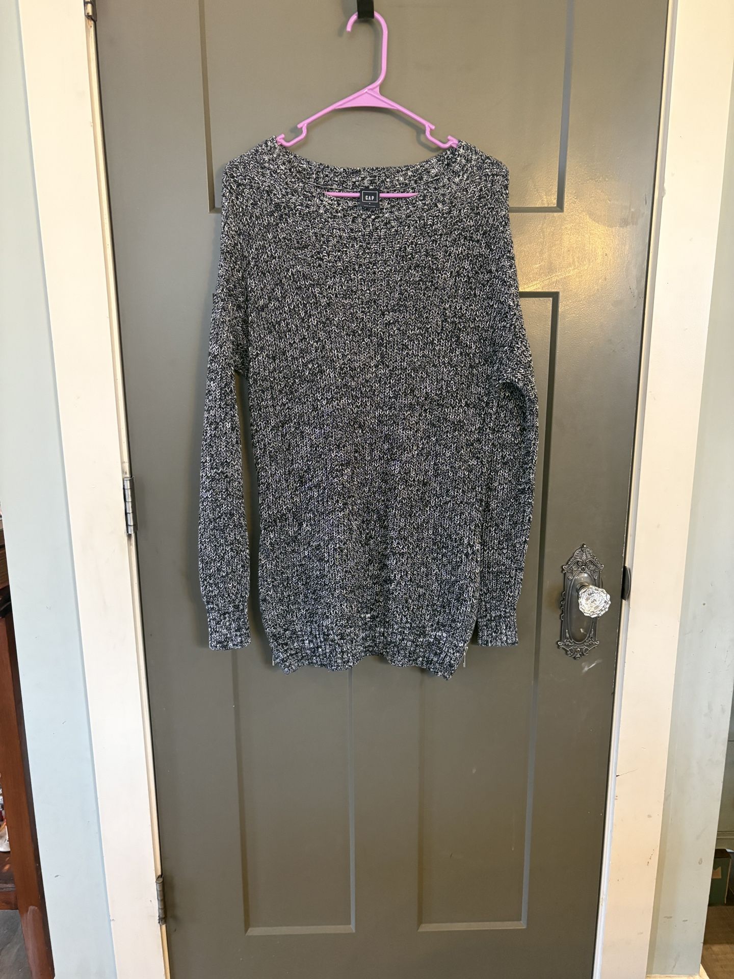 Vintage Y2K GAP Chunky Marled Knit Sweater — Side Zip Detail — Size S