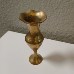 Brass Etched Bud Vase 