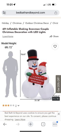 6Ft Shaking Snowman Couple Inflatable with LED Lights