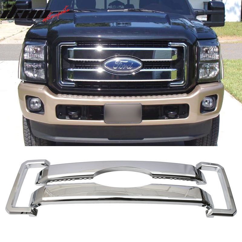Fits 2011-2016 Ford F250 F350 F450 F550 Super Duty Grille Overlay Cover Chrome 4PC