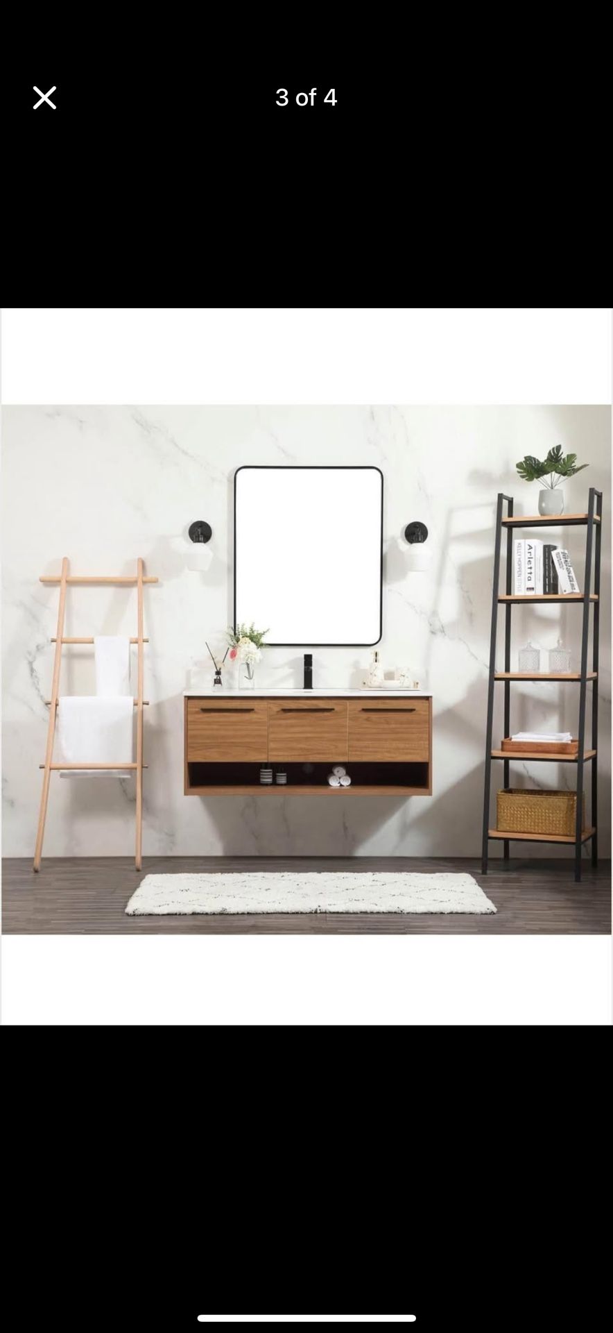 Elegant 48 In. Single Bathroom Vanity in Walnut Brown with Backsplash