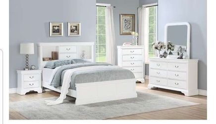 BRAND NEW 4 PC QUEEN SIZE BEDROOM SET BED DRESSER MIRROR NIGHTSTAND NEW FURNITURE ADD MATTRESS AVAILABLE USA MEXICO FURNITURE V 69