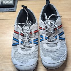 Xero Shoes Mens Prio Barefoot Trail Running Shoes Size 8 Grey Red & Blue