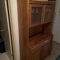 Solid Oak China Hutch