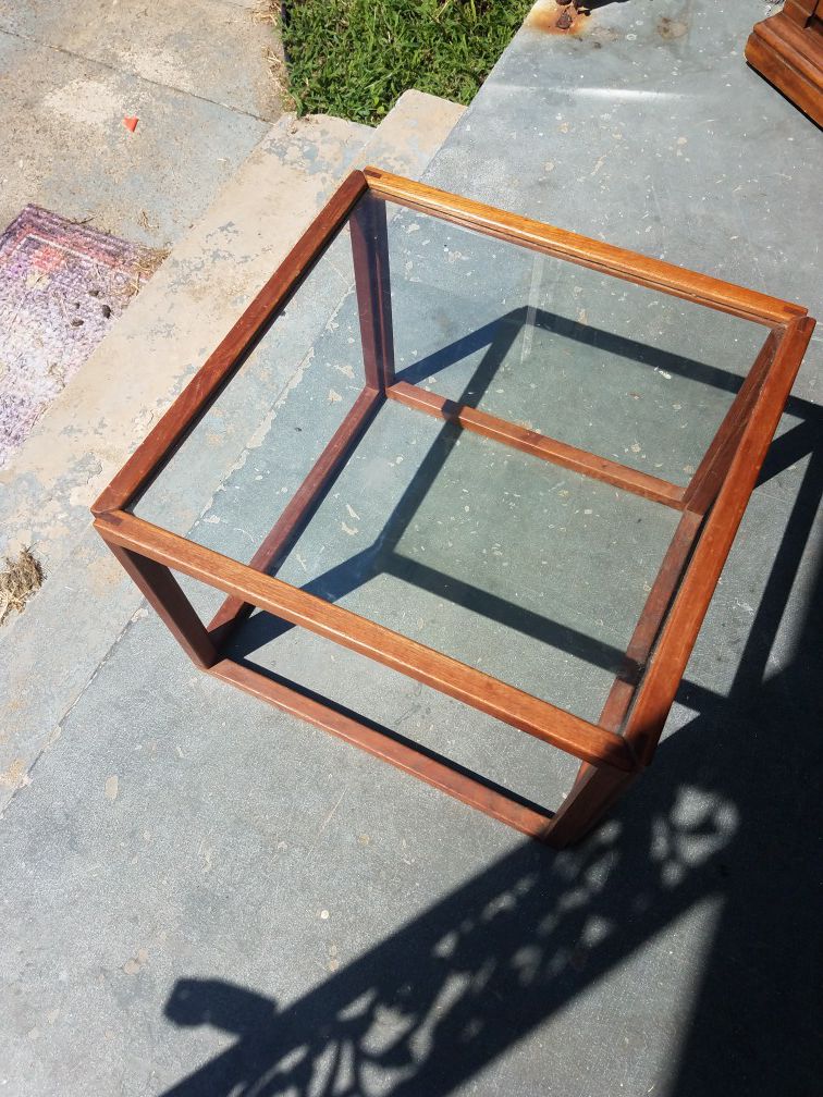Glass top short end table