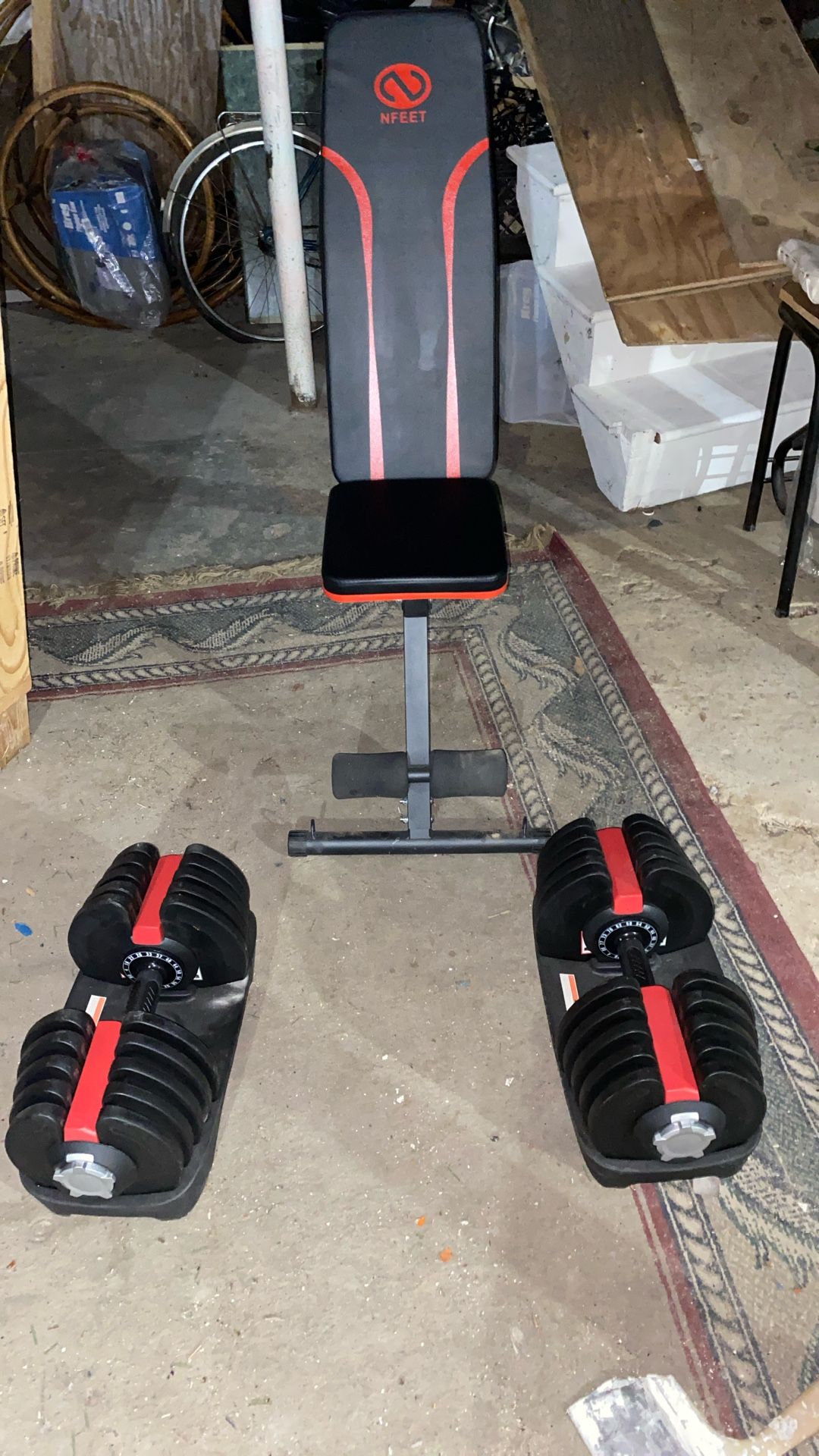 4-90lbs Adjustable Dumbells With bench
