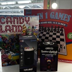 New Board Games And Speaker And Light Bulb Decor