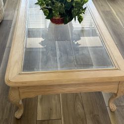Beige/Glass Coffee Table 