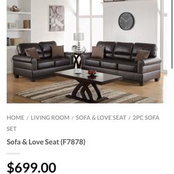 Brown Sofa And Love Seat Set 
