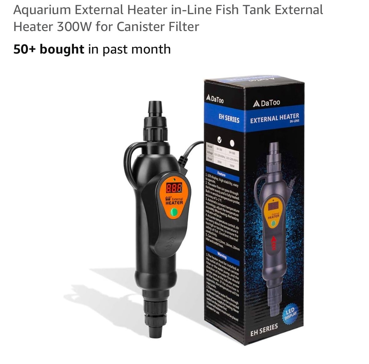 Aquarium External Heater in-Line Fish Tank External Heater 300W for Canister Filter