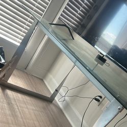 Glass Table W Silver Legs- Seats 6