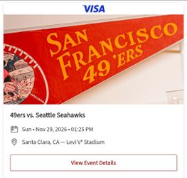 3 Tix for 49ers vs Seahawks and Parking Pass