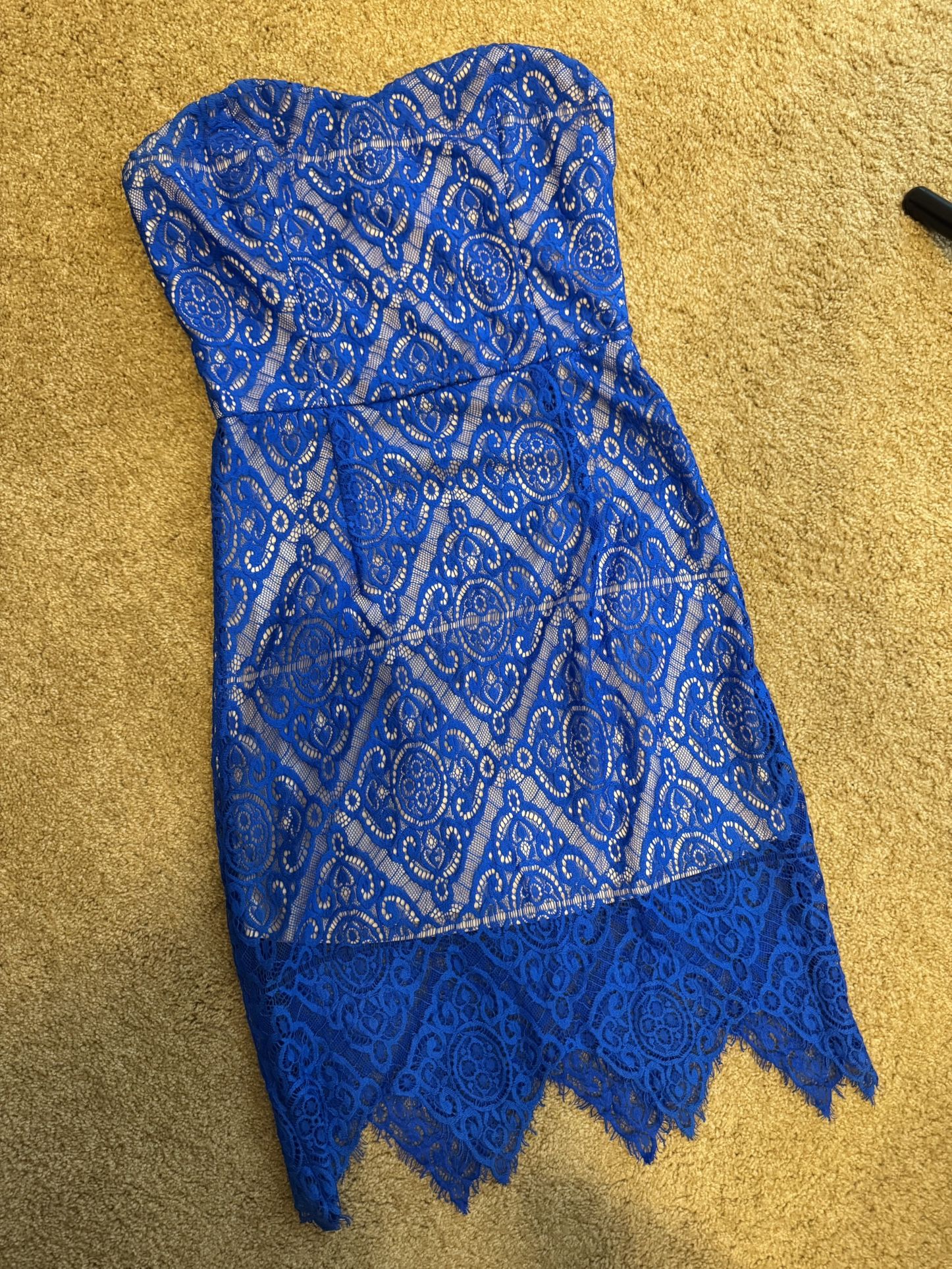 Forever 21 Royal Blue Lace Tube Body Con Dress Small