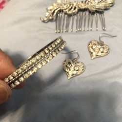 Wedding set earrings hair comb and bangers