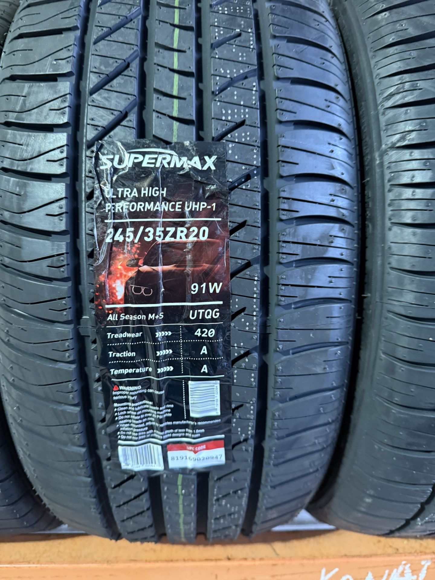 New 245/45R20 Supermax UHP-1 $$150 Per Tire
