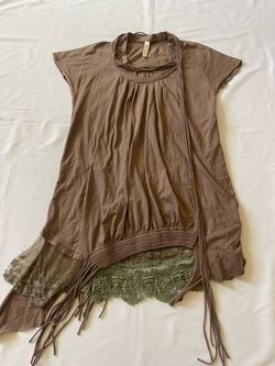 September Women Dress Short Sleeve Top Tassel Irregular Hem Design Lace One Size