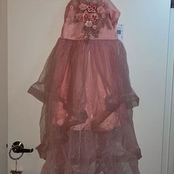 Kids Pink floral detail event dress