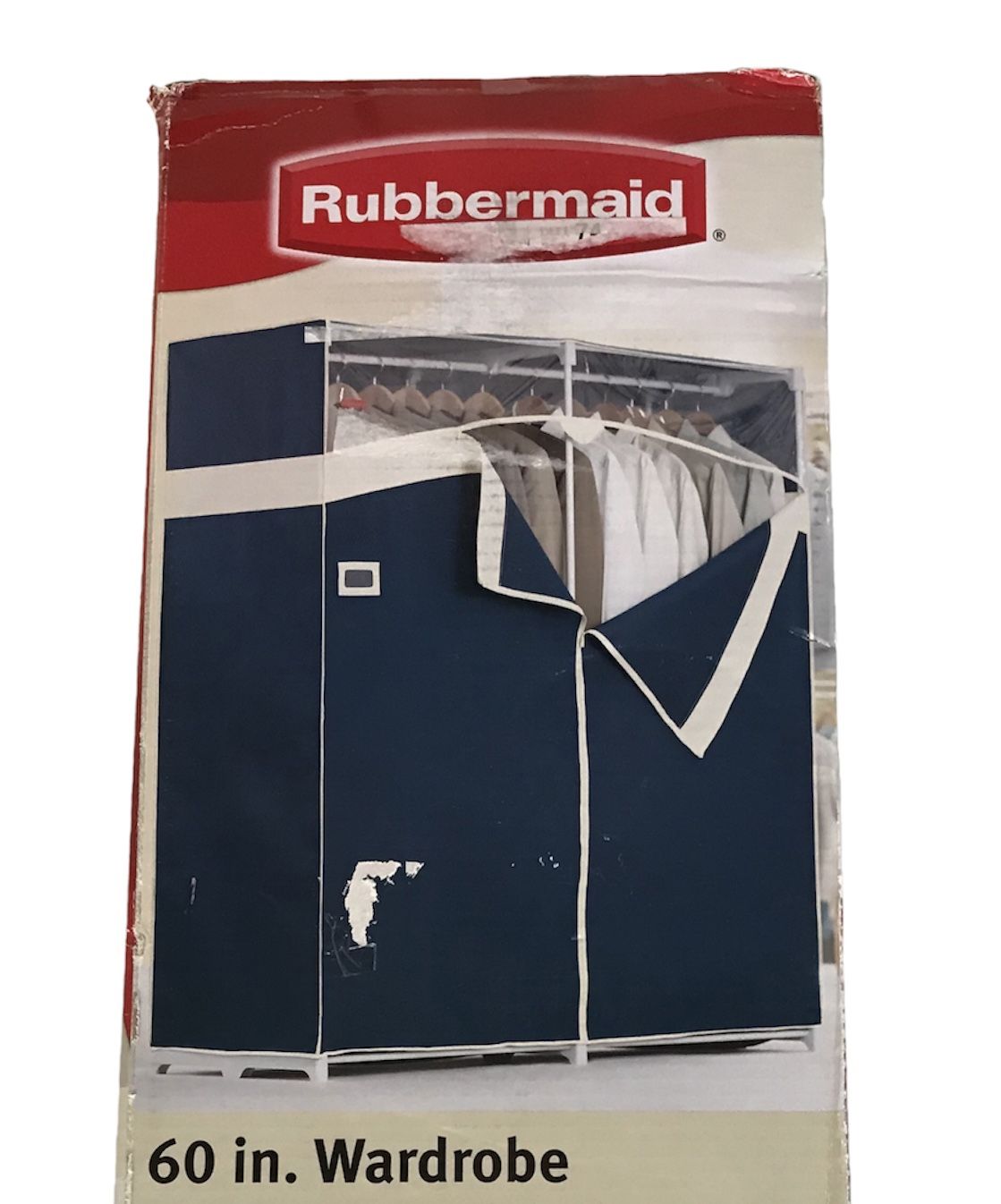 Portable Clothes Storage Closet 60” Wardrobe Rubbermaid Blue Cloth NEW