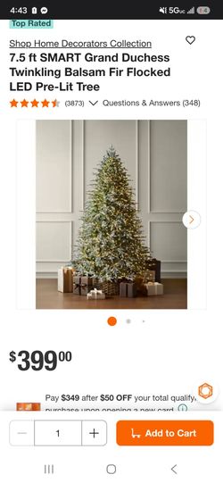 7.5 ft SMART Grand Duchess Twinkling Balsam Fir Flocked LED Pre-Lit Tree