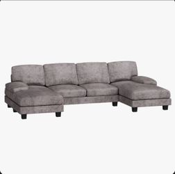 Grey U-Shaped Sectional Sofa with Double Chaises