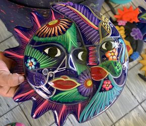 Moon and sun talavera decoration