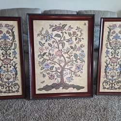 Bombay Garden co. 3 pcs  framed Wall Art  
Large (34.5 "Wx45"H)
(2) small ( 43.5H x 17.5 " W)