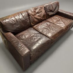 Restoration Hardware Maxwell Sofa Cocoa Brown Leather