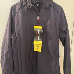 BRAND NEW WITH TAGS NEVER WORN Kirkland Fleece Lined Hooded Coat Parks Jacket Black  Dark Grey Gray Size US Men’s S Small